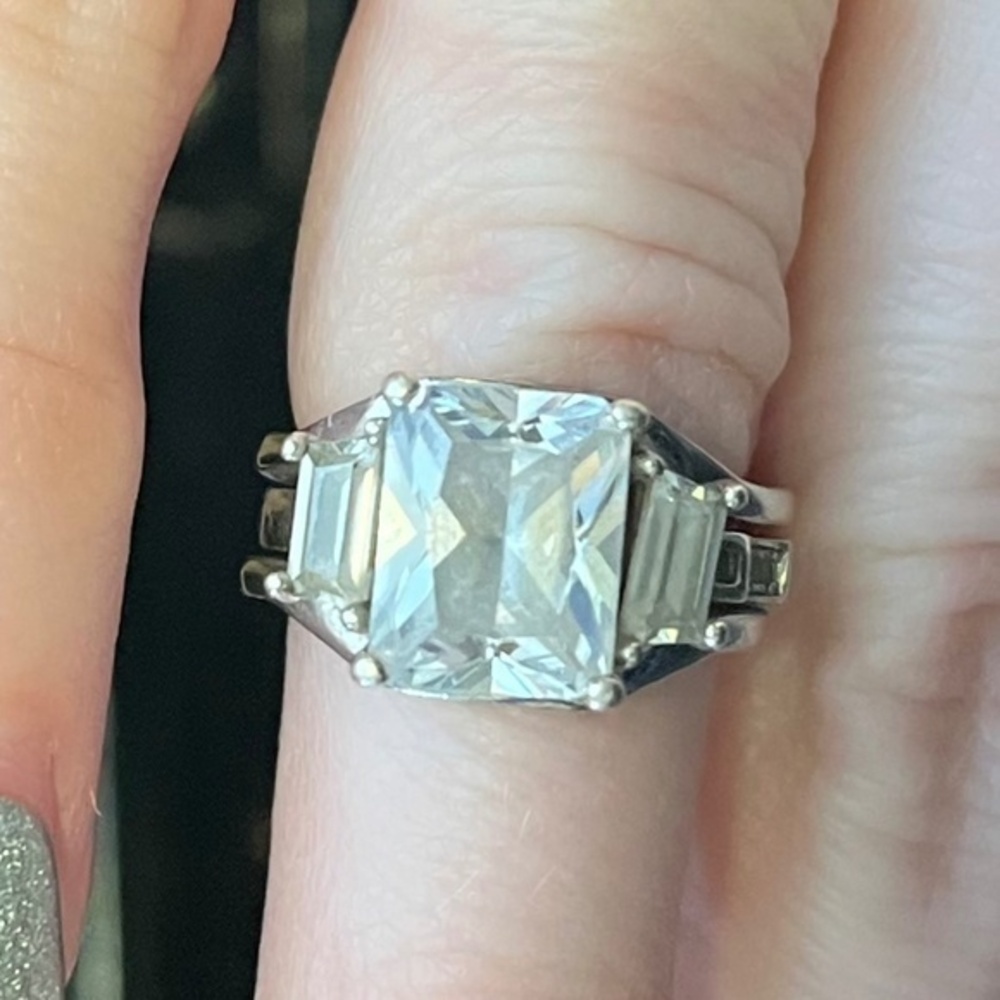 Juelia Designer Stacking Interchangeable CZ Cut 925 Sterling Silver Ring Set